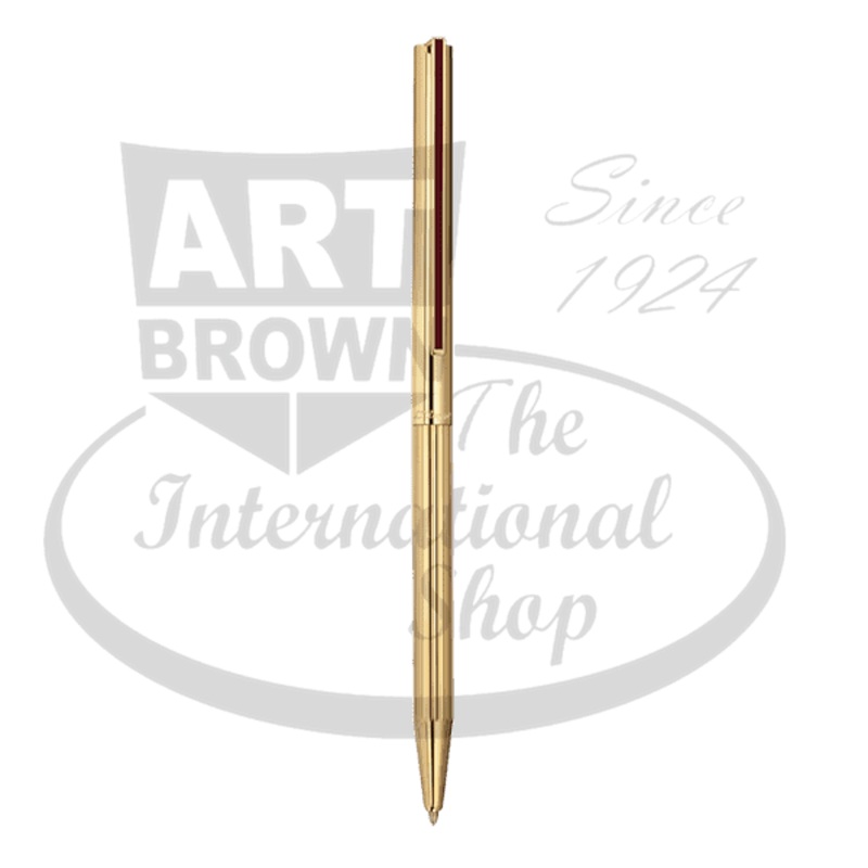 S.T. Dupont Classique Gold Ballpoint Pen with Red Clip, 045072A