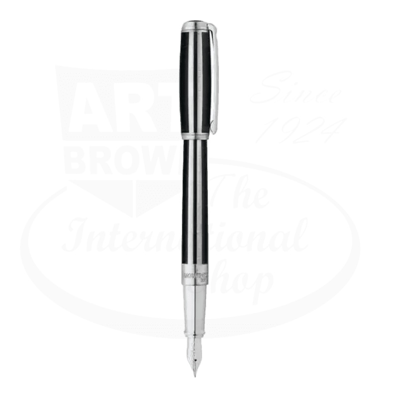 S.T. Dupont Elysee Matte Black & Palladium Striped Fountain Pen, 410683