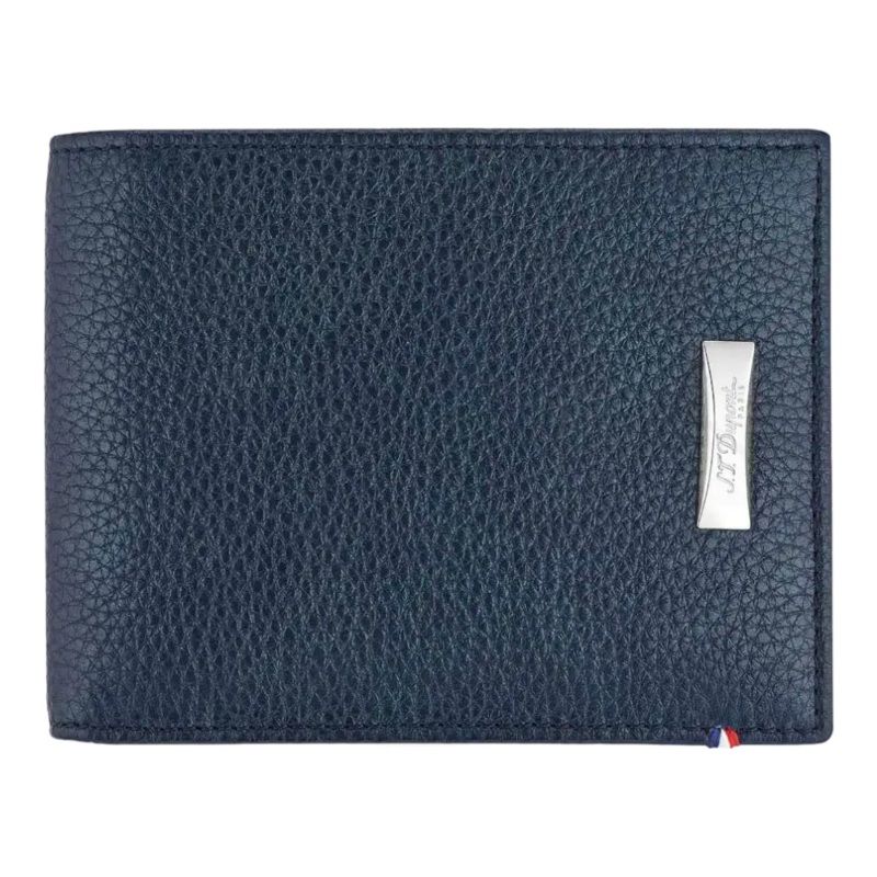 S.T. Dupont Grained Blue Leather 6 Credit Card Billfold, 180270