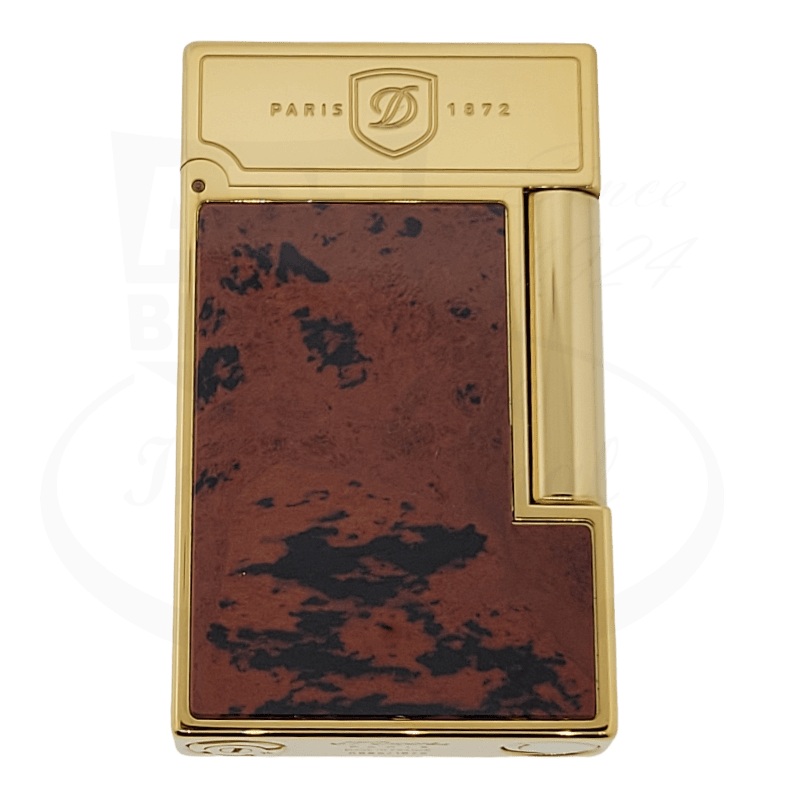 S.T. Dupont Limited Edition Ligne 2 Haute Creation Yellow Gold Obsidian Mahogany Lighter, 016249