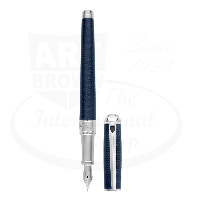 S.T. Dupont Line D Fire Head Blue and Palladium Fountain Pen, 410104M