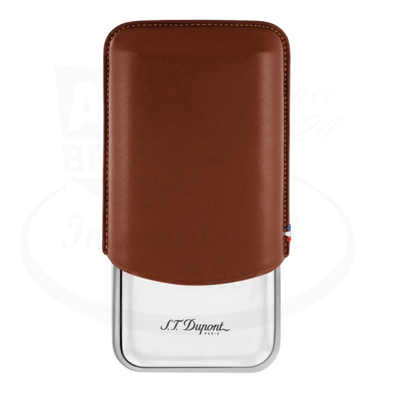 S.T. Dupont  Metal Base Brown 3 Cigar Case, 183021