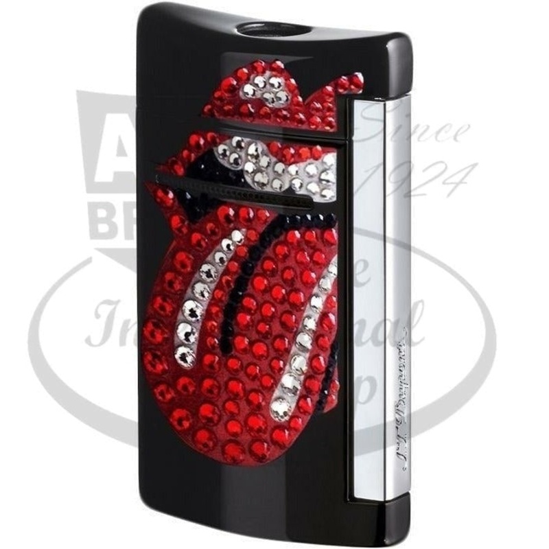 S.T. Dupont Rolling Stones Black MiniJet Torch Lighter with Swarovski Crystals, 010098