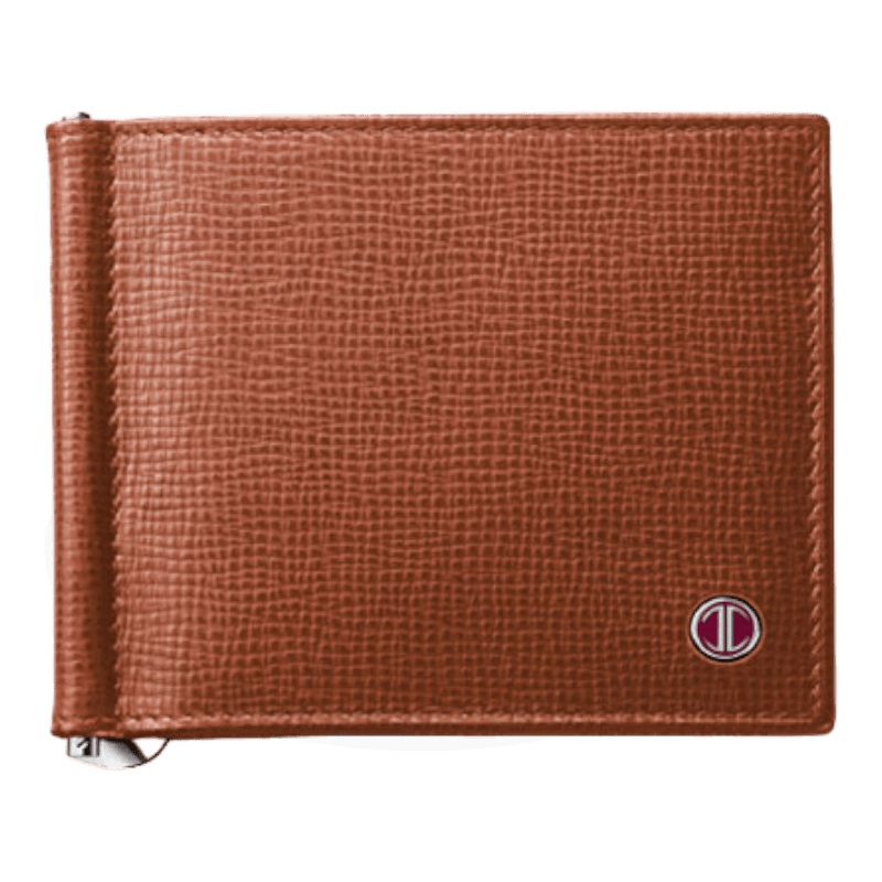 Davidoff Credit Card Holder with Money Clip in Tan Leather, 10235