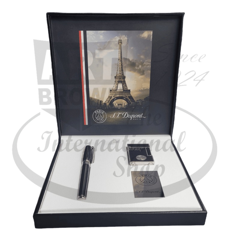 S.T. Dupont Chinese Lacquer Fountain Pen & Lighter Set, Paris Saint-Germain, SETPSG