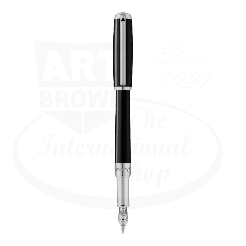 S.T. Dupont D Line Fountain Pen Medium Black Lacquer & Palladium 410674M