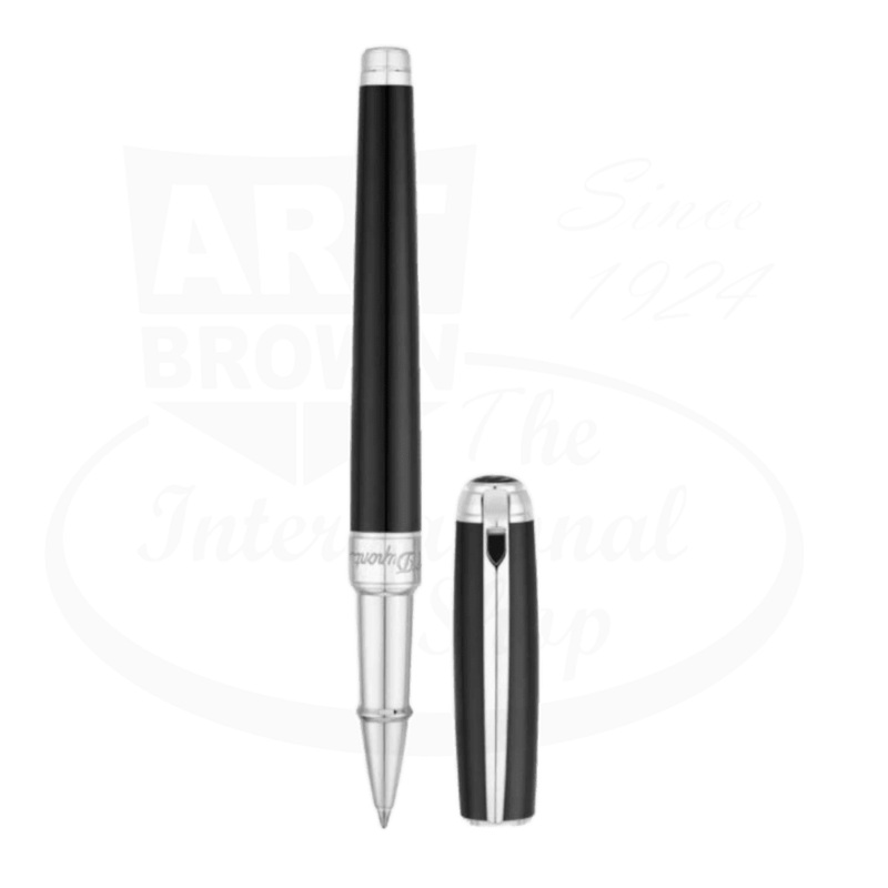 S.T. Dupont Line D Black Lacquer & Palladium Medium Rollerball Pen, 412100M