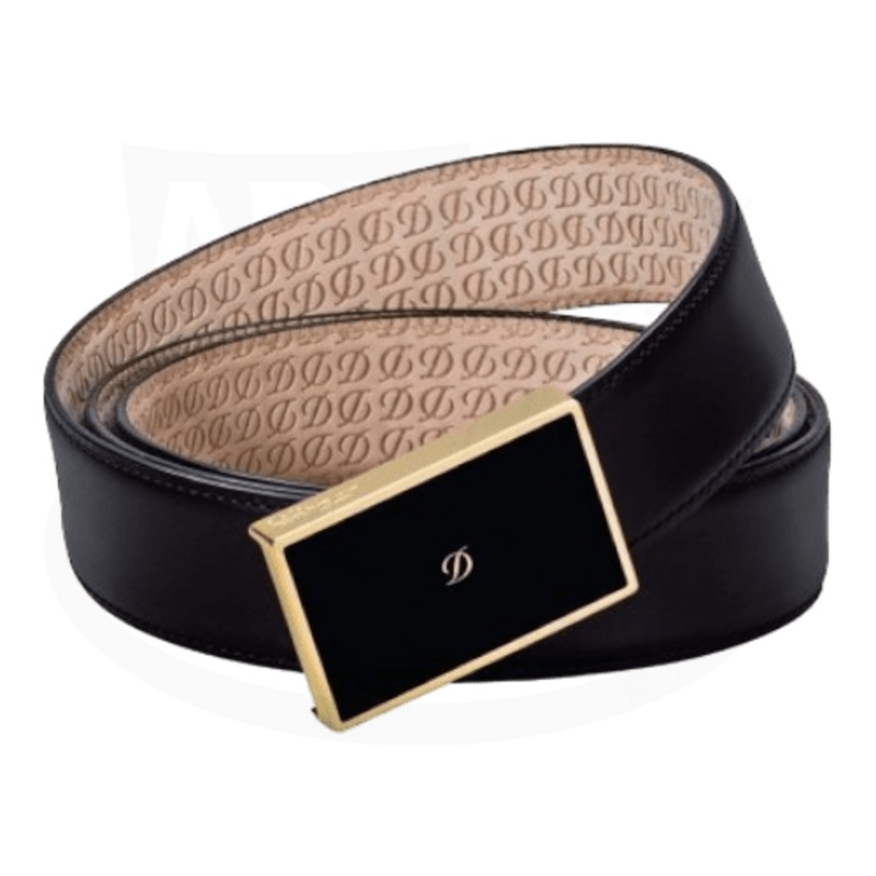 S.T. Dupont Line D Box Belt with Black Lacquer and Gold, 051231