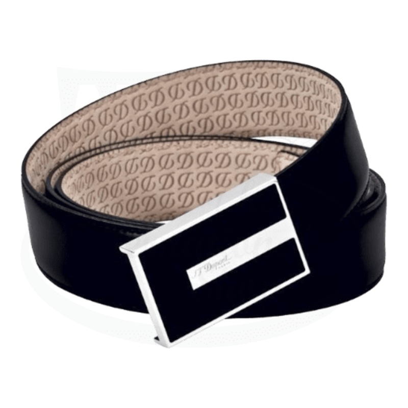 S.T. Dupont Line D Heritage Belt with Black Lacquer and Palladium, 051185