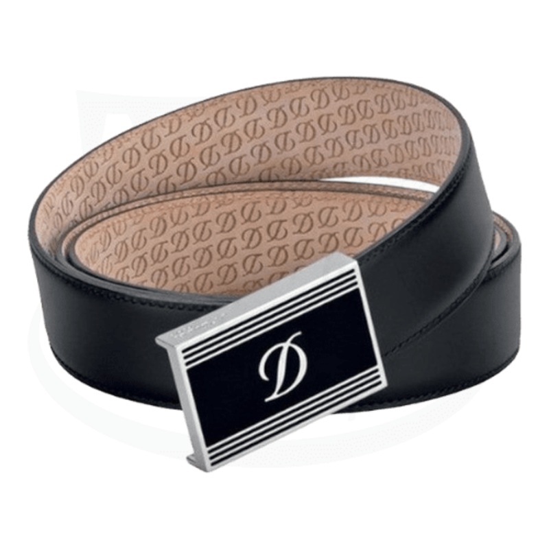 S.T. Dupont Line D Heritage Windsor Belt with Black Lacquer and Palladium, 051229