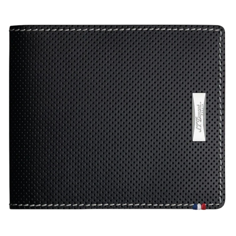 S.T. Dupont Punched Black 6 Credit Card Billfold Wallet, 170401DC