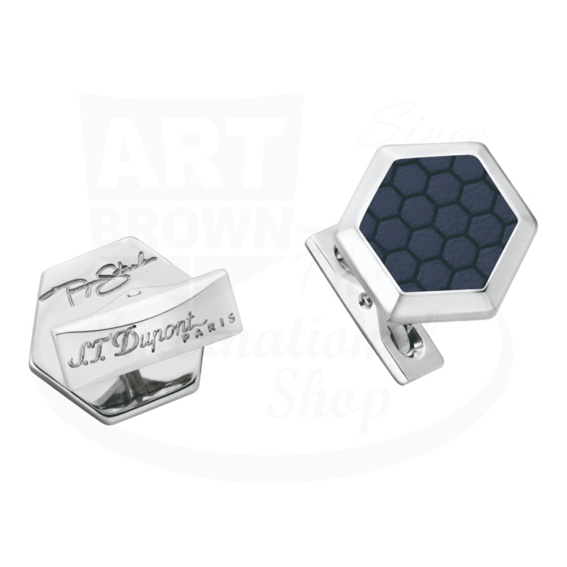 S.T. Dupont Tony Stark Cufflinks, Leather and Palladium Finish, 005522