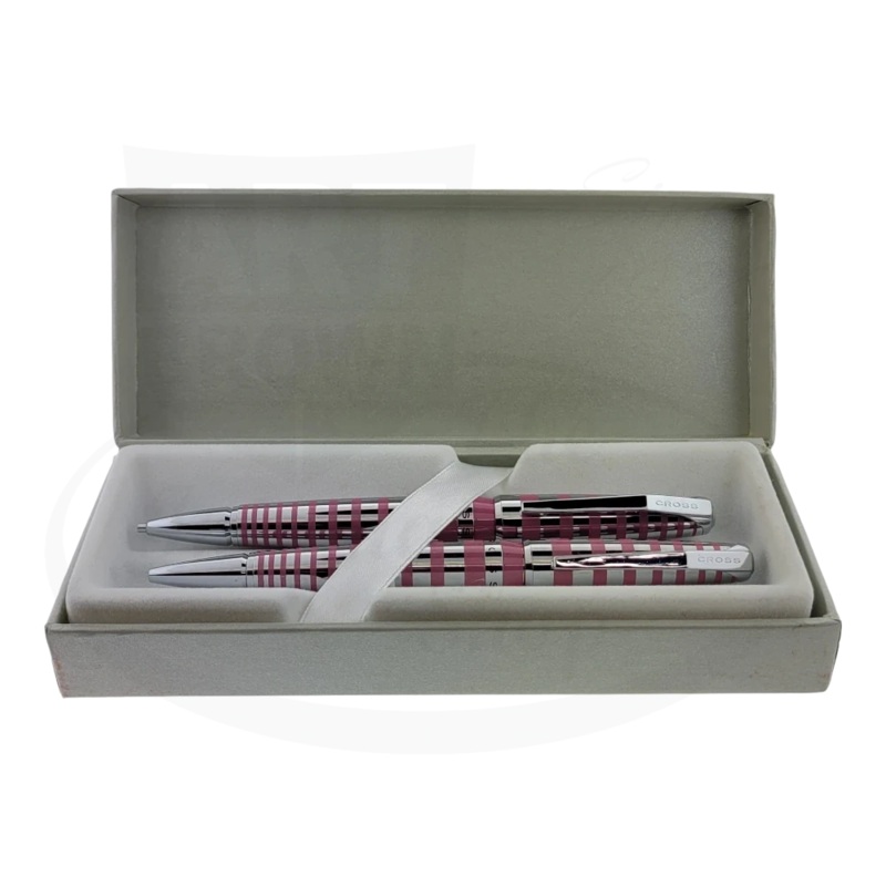 Cross Chrome and Pink Ballpoint Pen & Mechanical Pencil Set