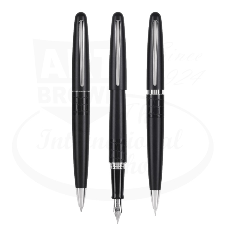 Pilot MR Animal Collection Fountain Pen, Ball Point Pen & Mechanical Pencil Gift Set; Matte Black with Crocodile Accents