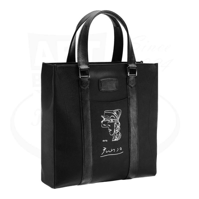 S.T. Dupont Line D Soft Diamond Leather Tote Bag Picasso - Profil de Femme, 181267