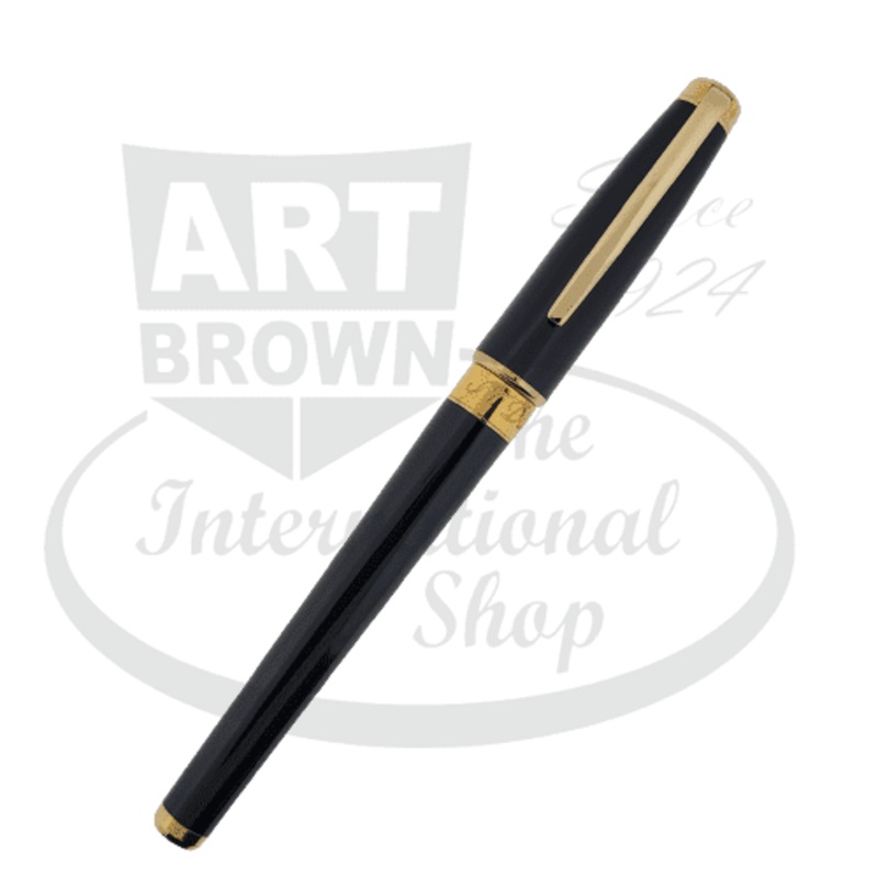 S.T. Dupont Olympio Black and Gold Medium Rollerball Pen, 482574