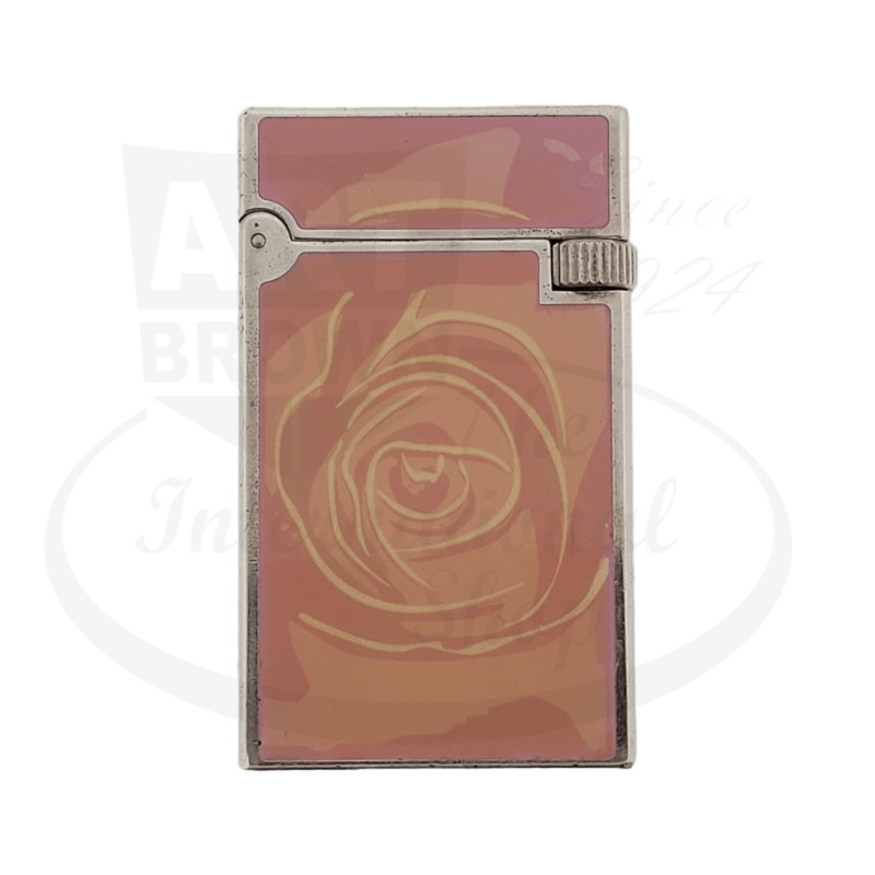 Preowned S.T. Dupont Line D Fantasies Pink Rose Lighter