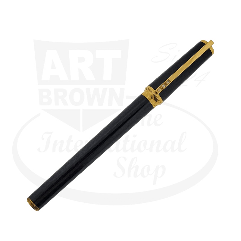 Preowned S.T. Dupont Montparnasse Black Lacquer and Diamond Rollerball Pen