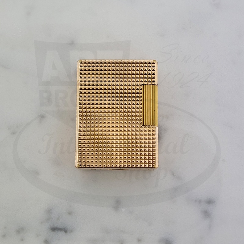 Preowned Vintage S.T. Dupont Ligne 1 Gold Diamond Head Lighter