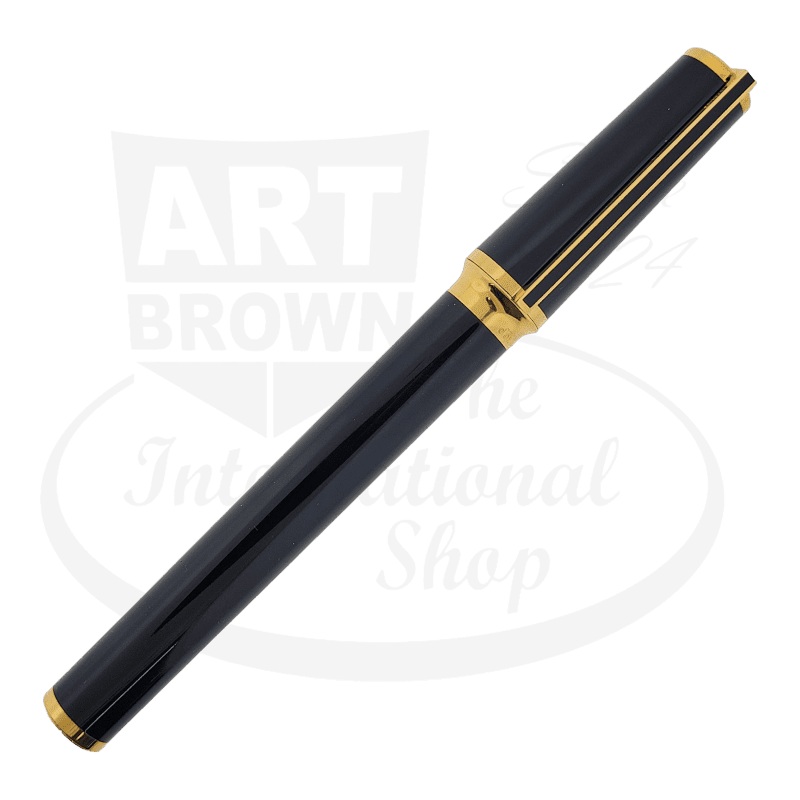 S.T. Dupont Montparnasse Large Black Lacquer and Gold Fountain Pen, 411274