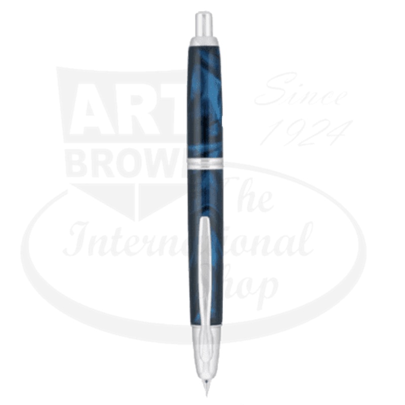 Vanishing Point SE Medium Blue Marbled Fountain Pen with Rhodium Accents