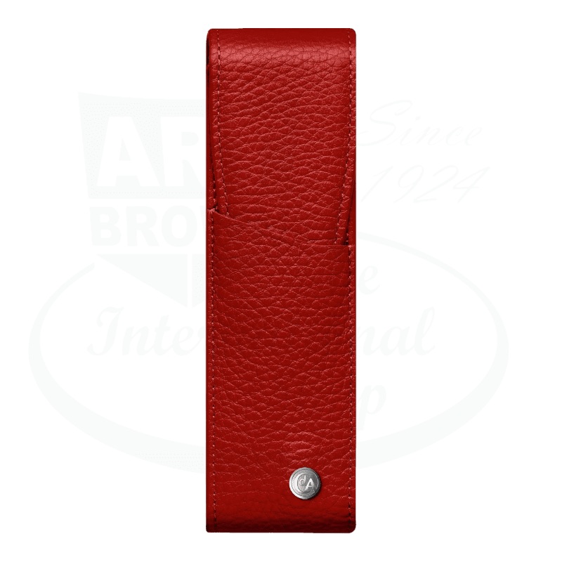 Caran D'Ache Leman Red Leather 2 Pen Holder