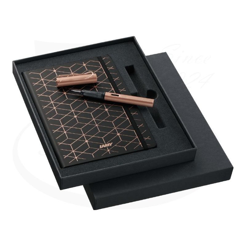 LAMY LX Rose Gold Fountain Pen and Notebook Gift Set, L76FS