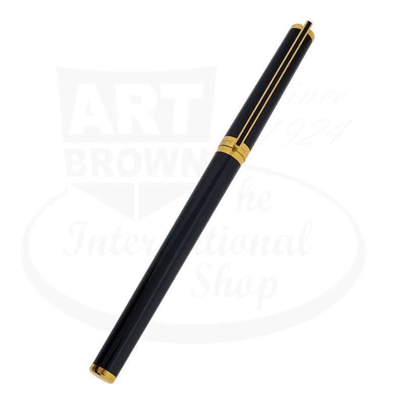 Preowned Vintage S.T. Dupont Classique Black & Gold Rollerball Pen