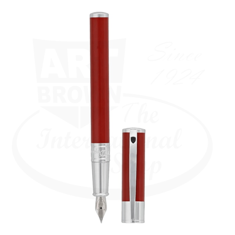 S.T. Dupont D-Initial Scarlet Red & Chrome Fountain Pen, 260215