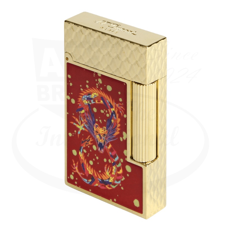 S.T. Dupont Limited Edition Ligne 2 Perfect Cling Year of the Dragon Burgundy Lacquer & Gold, C16526