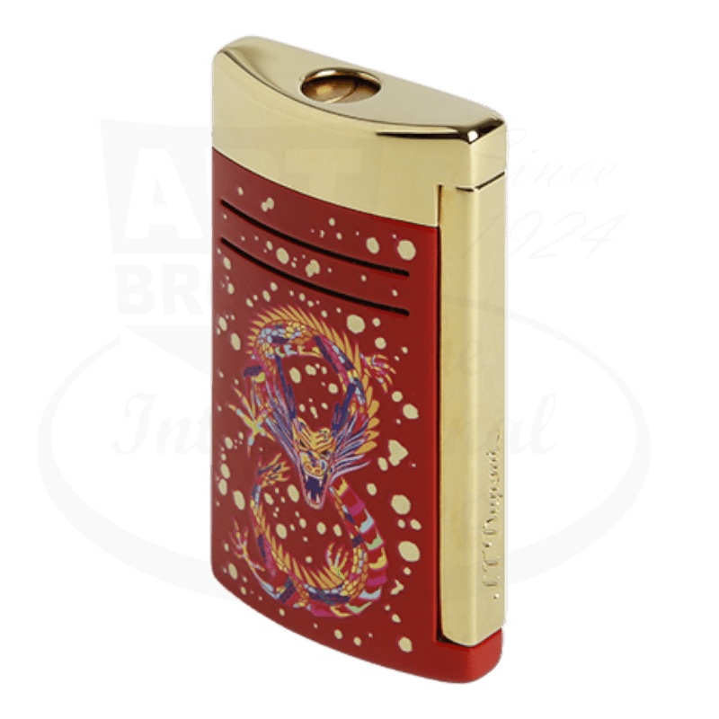 S.T. Dupont Limited Edition Maxijet Dragon Little Brilliant Bordeaux and Gold Lighter, 020176