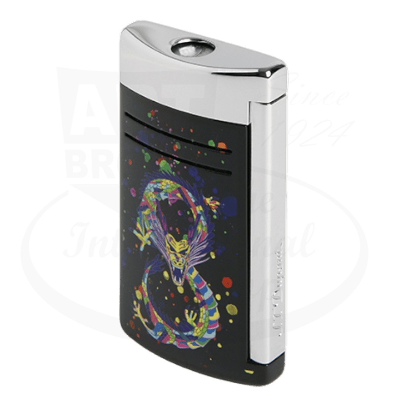 S.T. Dupont Limited Edition Maxijet Dragon Little Shiny Black and Chrome Lighter, 020177