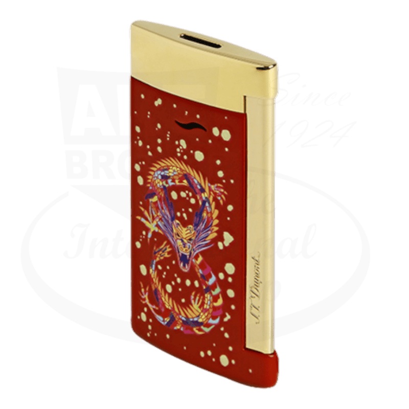 S.T. Dupont Limited Edition Slim 7 Dragon Brilliant Bordeaux and Gold Lighter, 027776