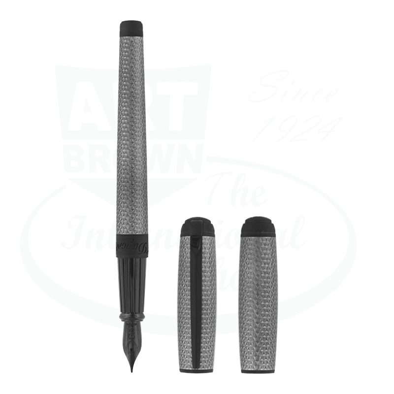 S.T. Dupont Line D Large Graphite & Palladium Firehead Guilloche Fountain Pen, 410002L