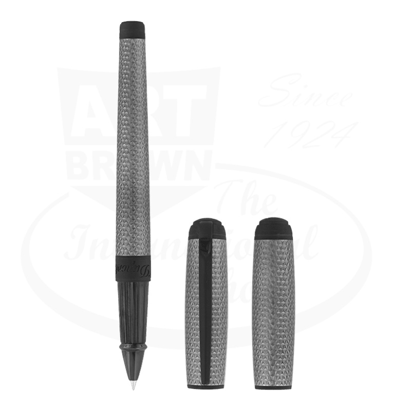 S.T. Dupont Line D Large Graphite & Palladium Firehead Guilloche Rollerball Pen, 412002L