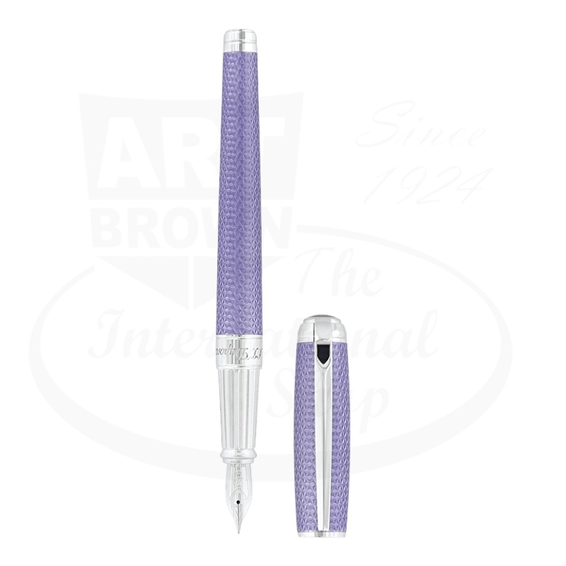 S.T. Dupont Line D Large Lilac & Palladium Firehead Guilloche Fountain Pen, 410000L
