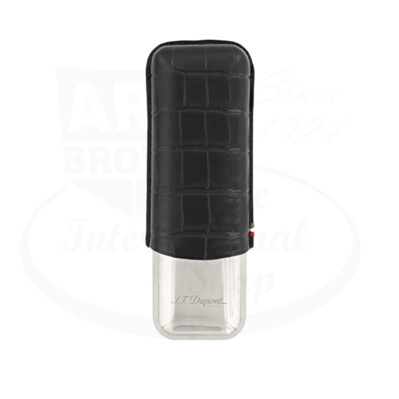 S.T. Dupont Metal Base Black Croco Dandy 2 Cigar Case, 183015