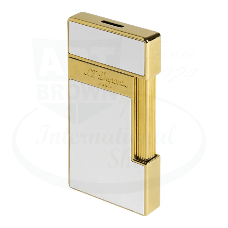 S.T. Dupont Slimmy White Lacquer & Gold Lighter, 028004