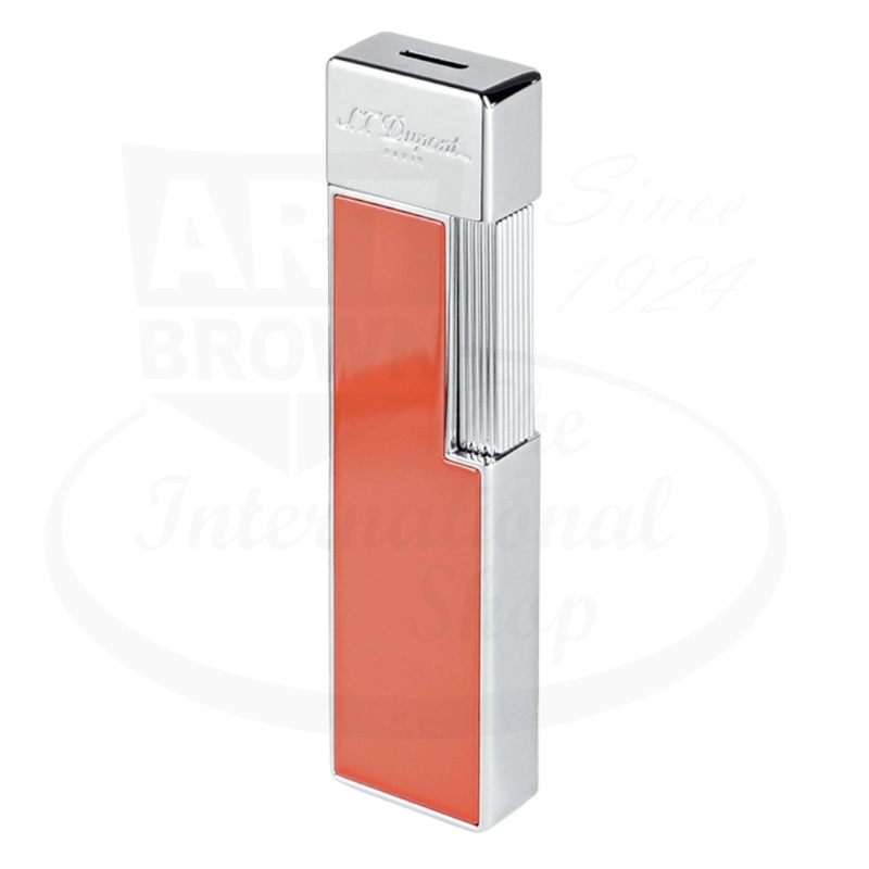 S.T. Dupont Twiggy Shiny Coral Lacquer & Chrome Lighter, 030011