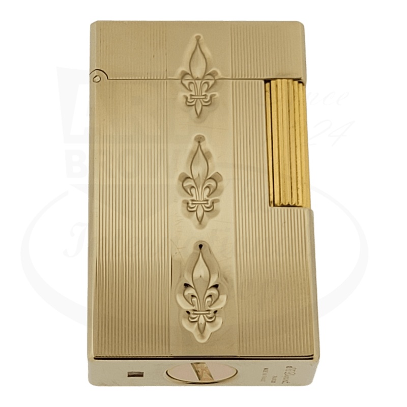 Vintage S.T. Dupont Ligne 1 Gold Fleur-De-Lis Petrol Lighter