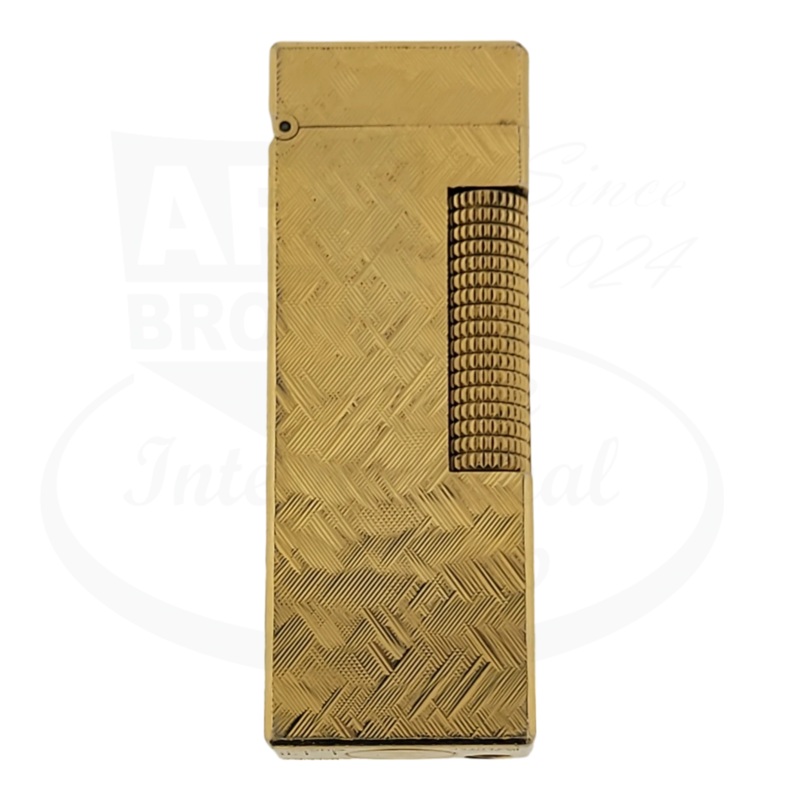 Preowned Dunhill Gold Crosshatch Rollagas Lighter, Dunhill-8