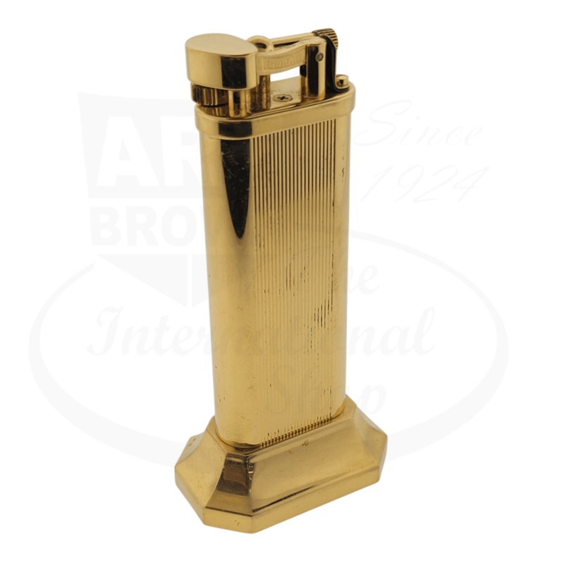 Preowned Vintage Dunhill Unique Gold Vertical Lines Table Lighter