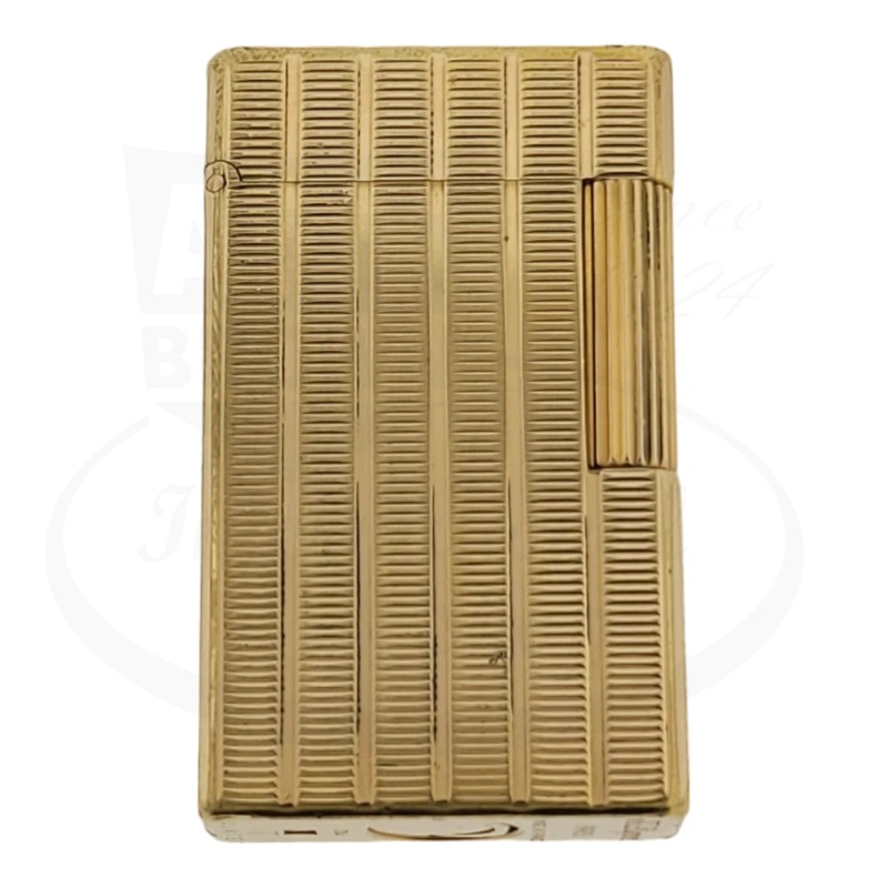 Preowned Vintage S.T. Dupont Ligne 1 BR Gold Lines Lighter, 014339