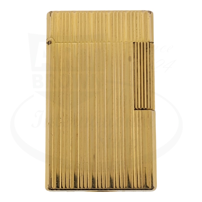 Preowned Vintage S.T. Dupont Ligne 1 BS Gold Vertical Lines Cigar Lighter