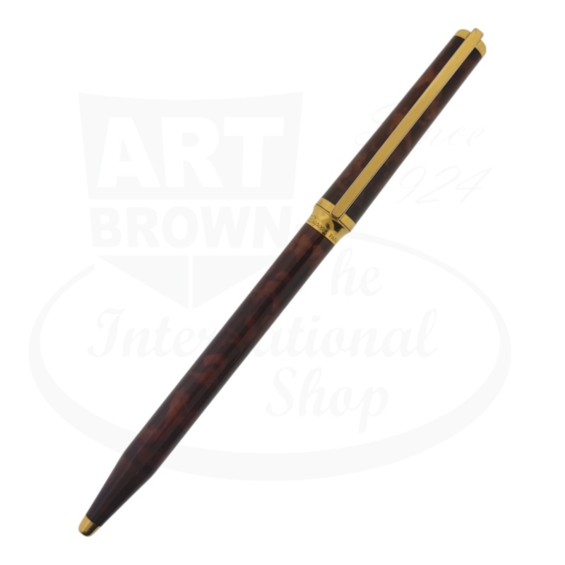 Preowned Vintage S.T. Dupont Montparnasse Tortoiseshell Lacquer & Gold Ballpoint Pen
