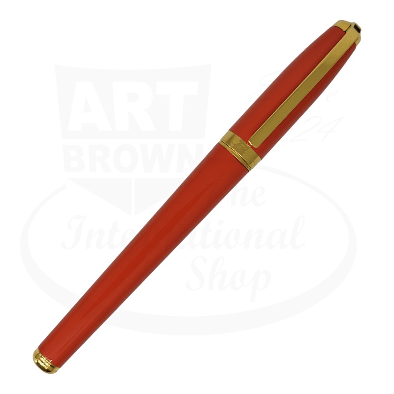Vintage S.T. Dupont Display Model Fidelio Orange & Gold Broad Fountain Pen
