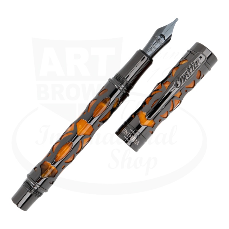 Conklin Endura Deco Crest Orange and Black Fountian Pen, CK72183