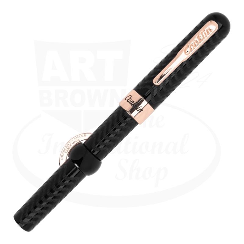 Conklin Mark Twain Crescent Filler Fountain Pen Black with Rose Gold Trim, CK71138
