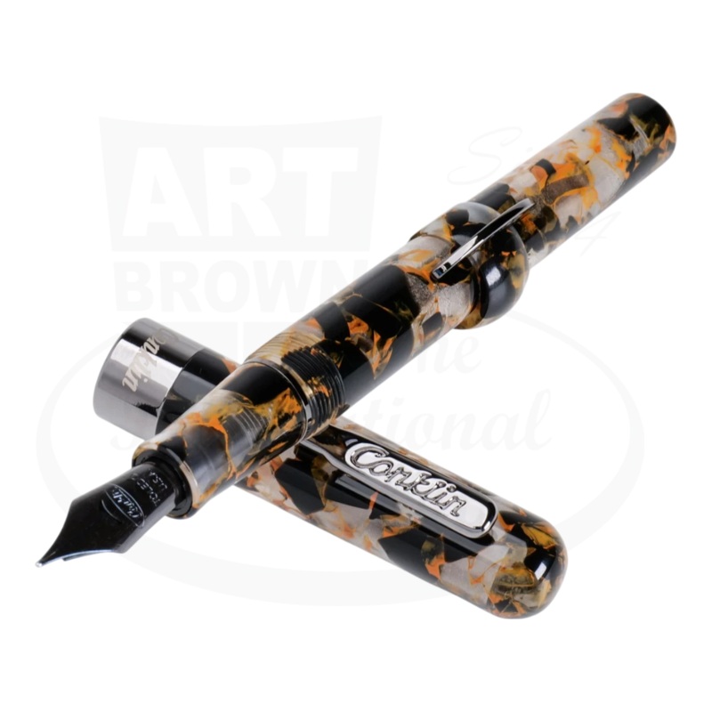 Conklin Mark Twain Crescent Filler Fountain Pen Orange Medley with Gunmetal Trim, CK76222