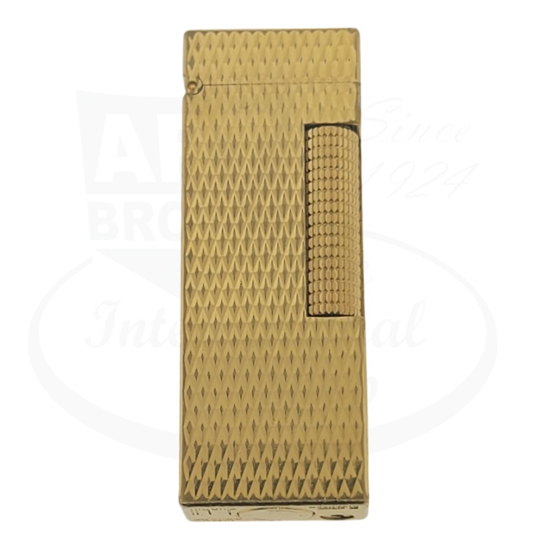 Preowned Dunhill Rollagas Gold Diamond Guilloche Lighter